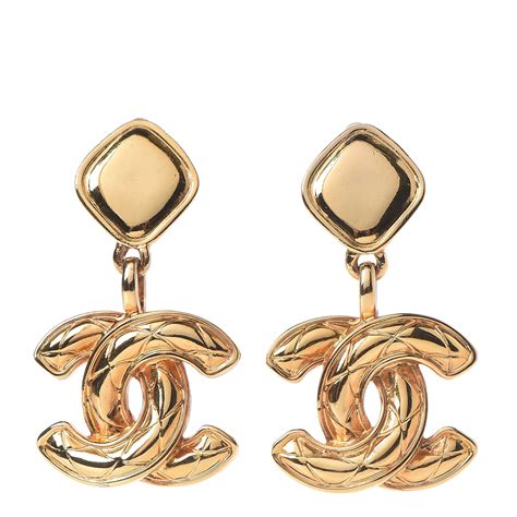 chanel drop earrings gold replica|pre owned chanel earrings.